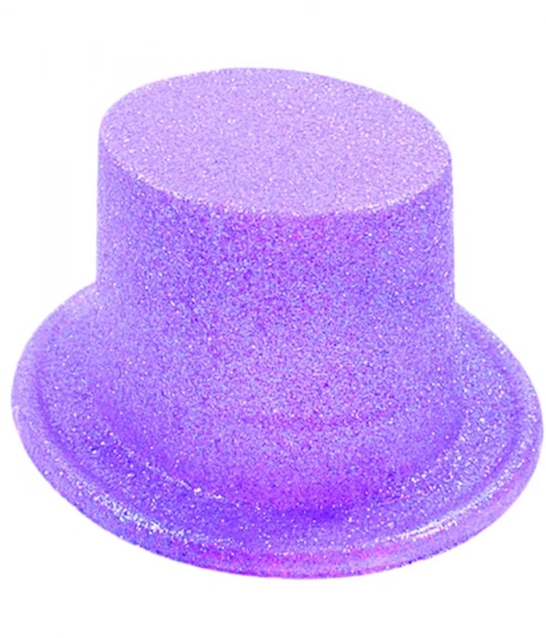 Floresan Mor Renk Simli Uzun Fötr Melon Şapka 12 Cm