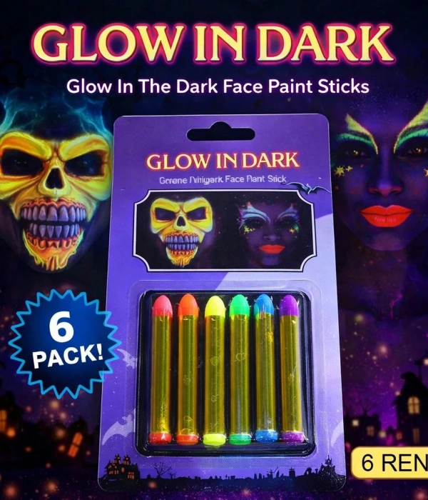 Fosforlu Glow Parti Boyası 6’lı – Karanlıkta Parlayan Yüz Boyası