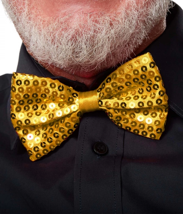 Gece Işıltısı Altın Payetli Pullu Papyon 7x2 Cm