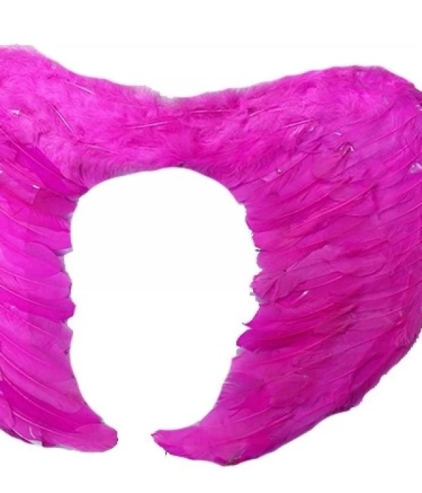 Gerçek Tüylü Katlanabilir Çocuk Pembe Melek Kanadı Ve Asa Seti 40x55 Cm