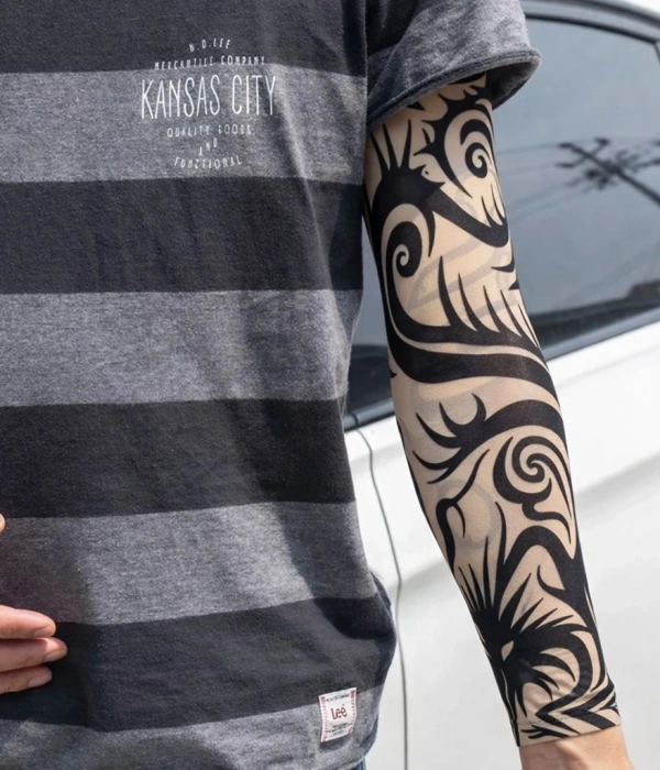Giyilebilir Kol Dövmesi Çorap Dövme 3d Baskılı Kol Bacak Dövme 2 Adet Model 15