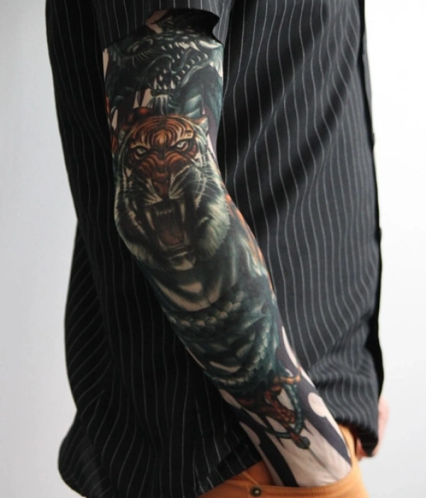 Giyilebilir Kol Dövmesi Çorap Dövme 3d Baskılı Kol Bacak Dövme 2 Adet Model 3