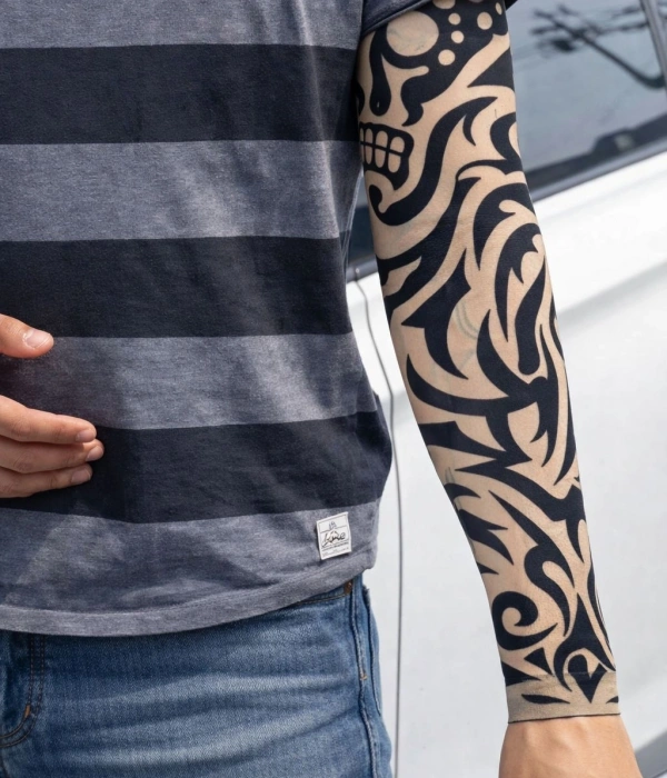 Giyilebilir Kol Dövmesi Çorap Dövme 3d Baskılı Kol Bacak Dövme 2 Adet Model 9
