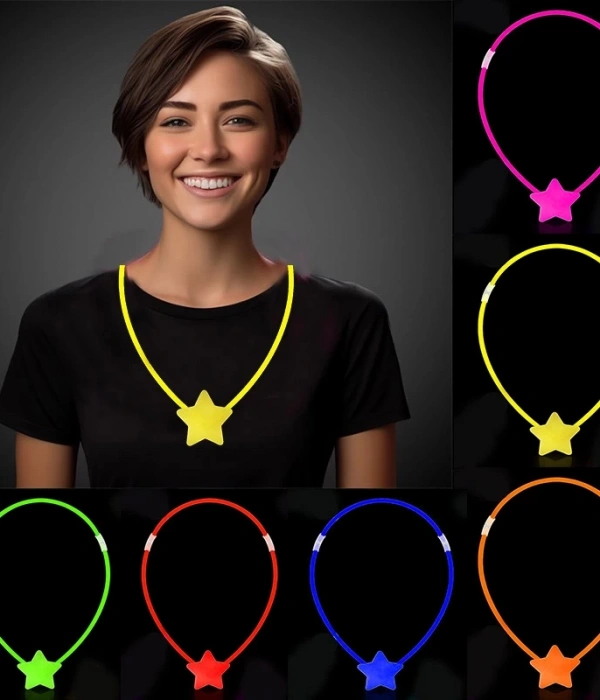 Glow  Yıldız Kolye - Glow Kolye - Glow Partisi Yıldız Kolye 6 Adet