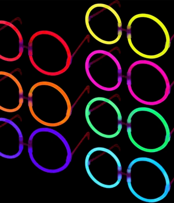 Glow  Yuvarlak Gözlük - Glow Partisi Gözlükleri - Glow Gözlük 12 Adet