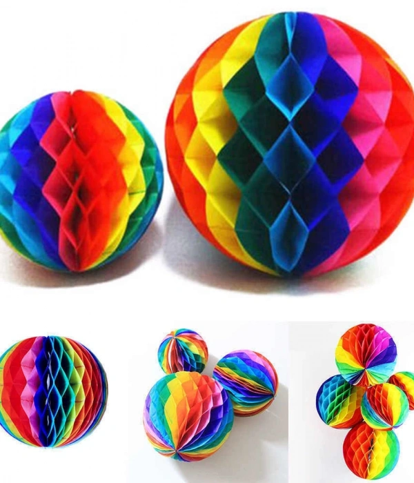Gökkuşağı Renkli 30 Cm Rengarenk Kağıt Süs Fener 1 Adet