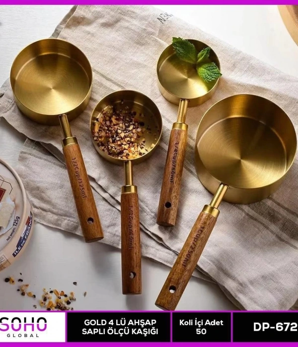 Gold 42lü Ahap Saplı Ölçü Kaşığı
