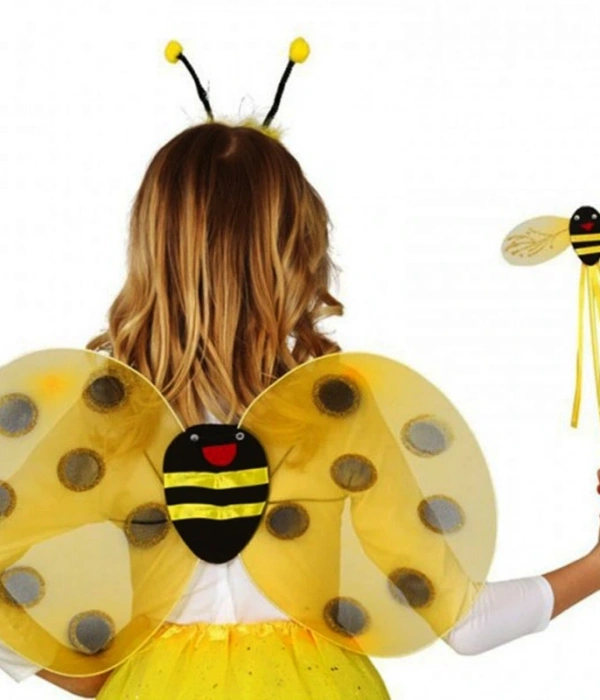 Gösteri Arı Kostüm Seti – Çocuklar İçin Kanat, Taç Ve Asa Aksesuarı