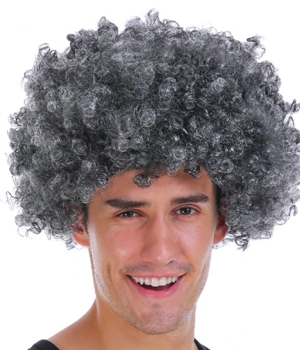 Gri Renk Kabarık Bonus Peruk Afro Takma Saç