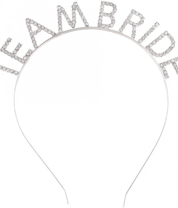 Gümüş Kaplama Kristal Taşlı Team Bride Taç 16x17 Cm