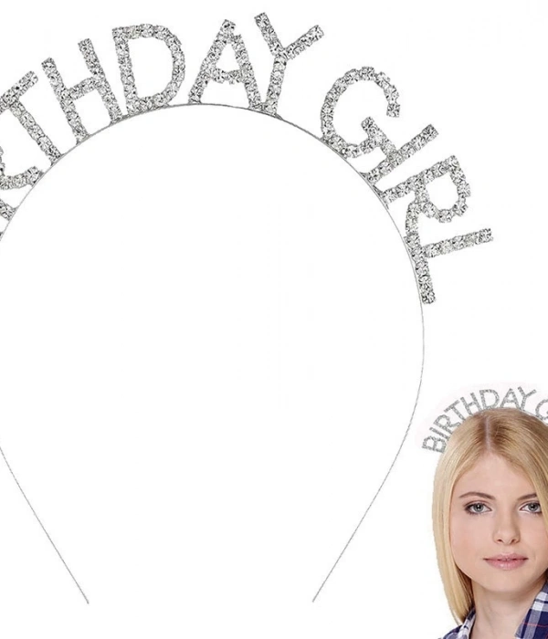 Gümüş Kristal Taşlı Birthday Girl Doğum Günü Tacı İthal Ürün A Kalite 17x16 Cm