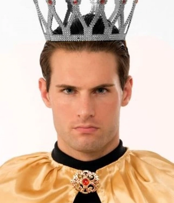 Gümüş Renk Çocuk Ve Yetişkin Uyumlu Kral Tacı