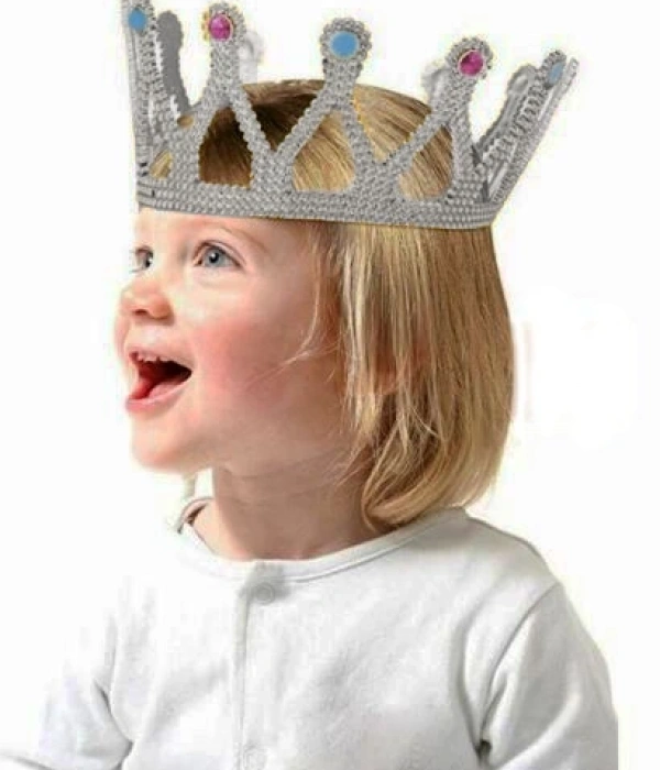 Gümüş Renk Çocuk Ve Yetişkin Uyumlu Kraliçe Tacı Prenses Tacı 8x25 Cm