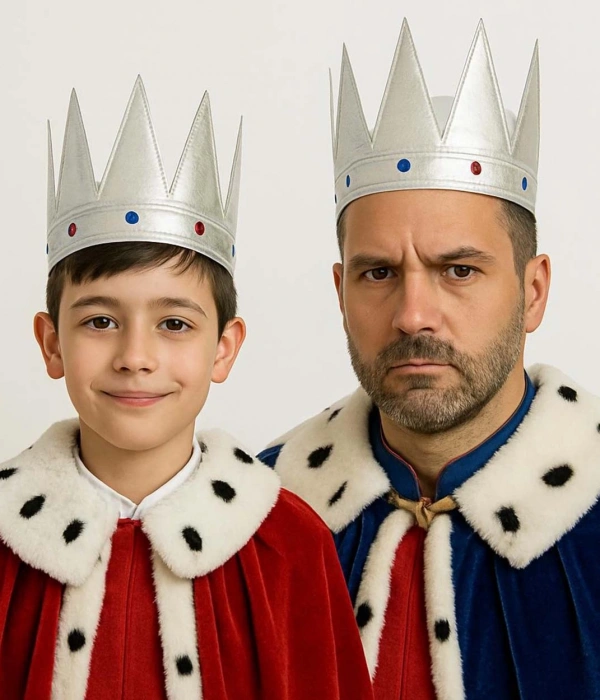 Gümüş Renk Eva Yumuşak Kral Kraliyet Tacı Yetişkin Çocuk Uyumlu 55 Cm