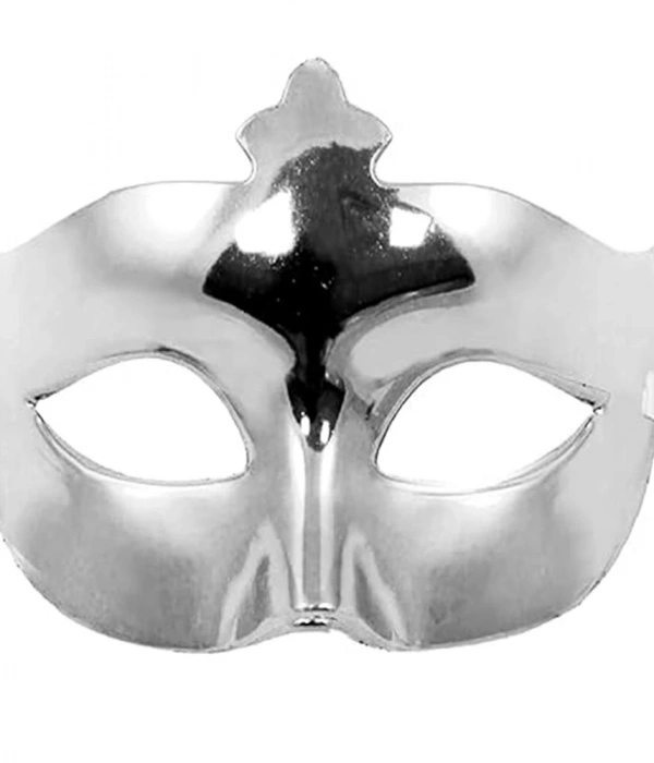 Gümüş Renk Kostüm Partisi Ekstra Parlak Balo Maskesi 15x10 Cm