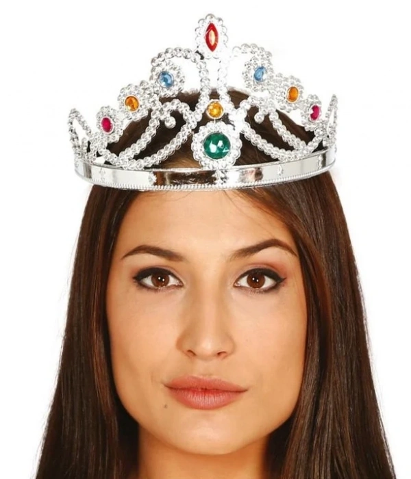 Gümüş Renk Plastik Prenses Tacı Kraliçe Tacı 60 Cm