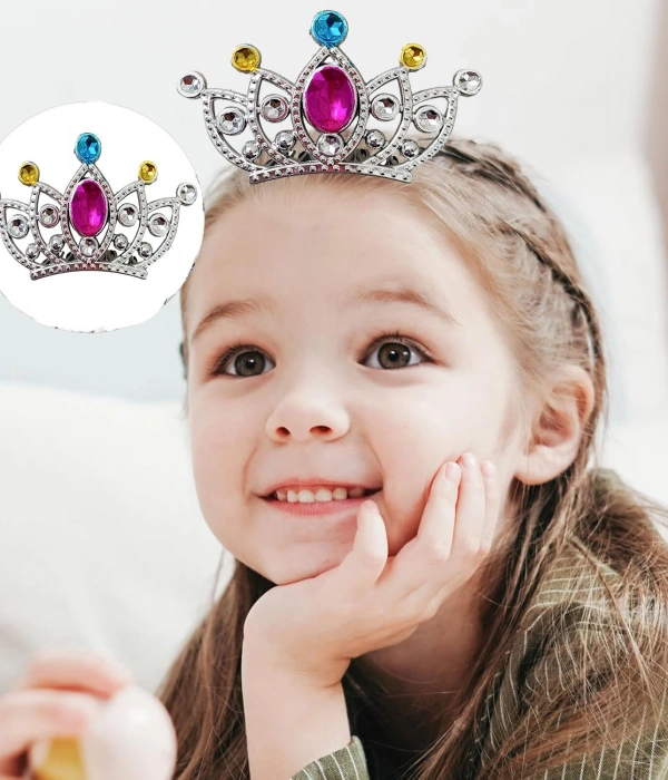 Gümüş Renk Taraklı Model Prenses Kraliçe Tacı 2 No 12x7 Cm