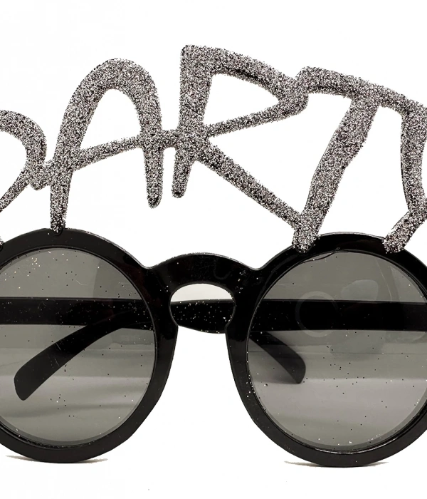 Gümüş Simli Party Yazılı Parti Gözlüğü Show 15x7 Cm