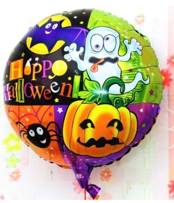 Halloween Örümcekli Kabaklı Folyo Balon 18 İnç