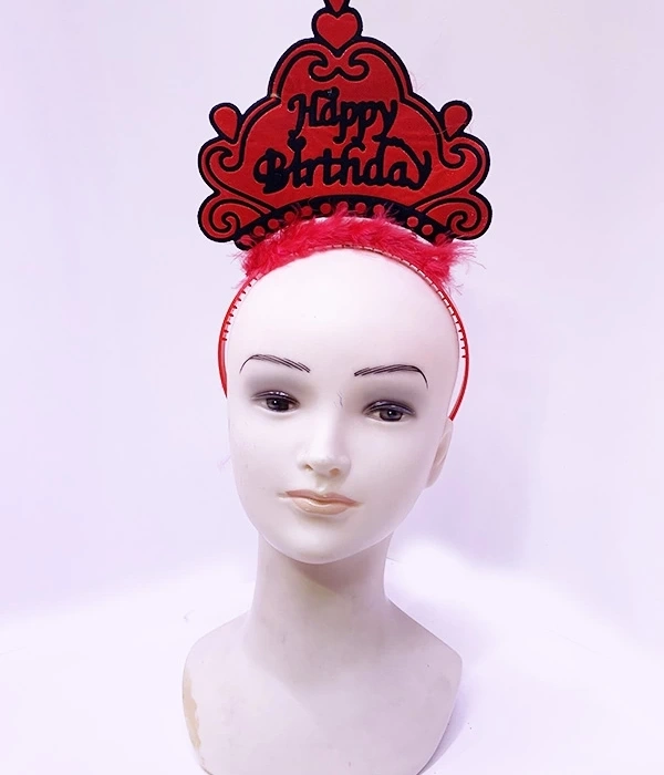 Happy Birthday Neon Kırmızı Renk Doğum Günü Tacı 24x15 Cm