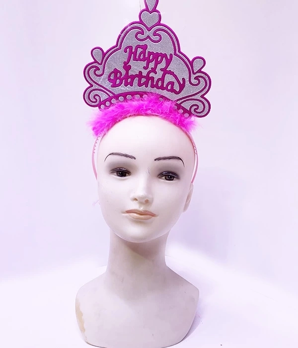 Happy Birthday Neon Pembe Renk Doğum Günü Tacı 24x15 Cm