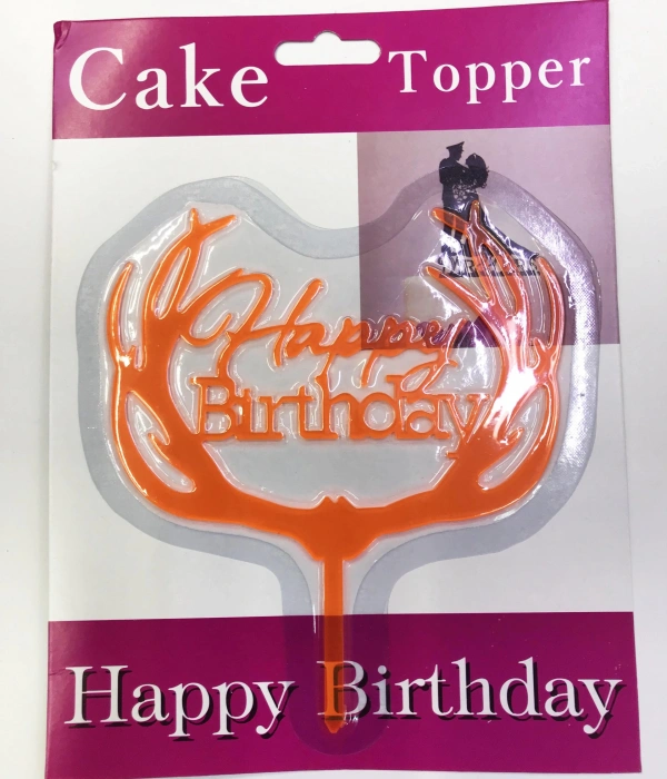 Happy Birthday Yazılı Turuncu Dallı Pasta Kek Çubuğu