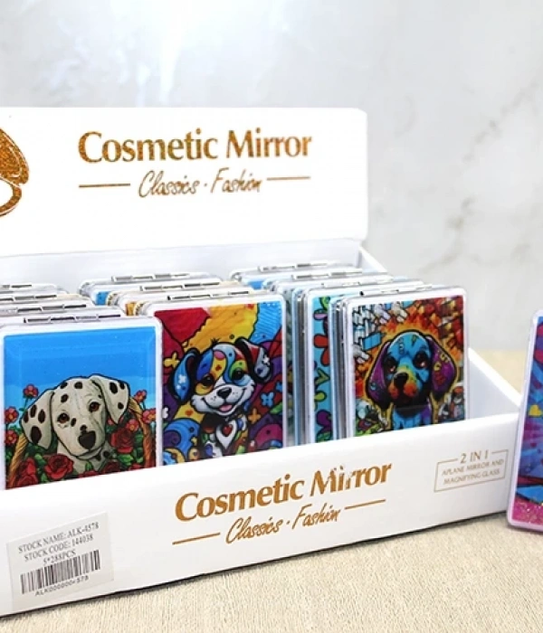 Hareketli Sulu Detaylı Köpek Figürlü El Aynası Alk4578