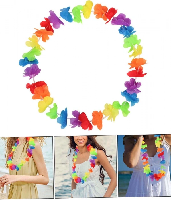 Hawaii Çiçekli Boyun Kolyesi - Renkli Tropikal Parti Leisi