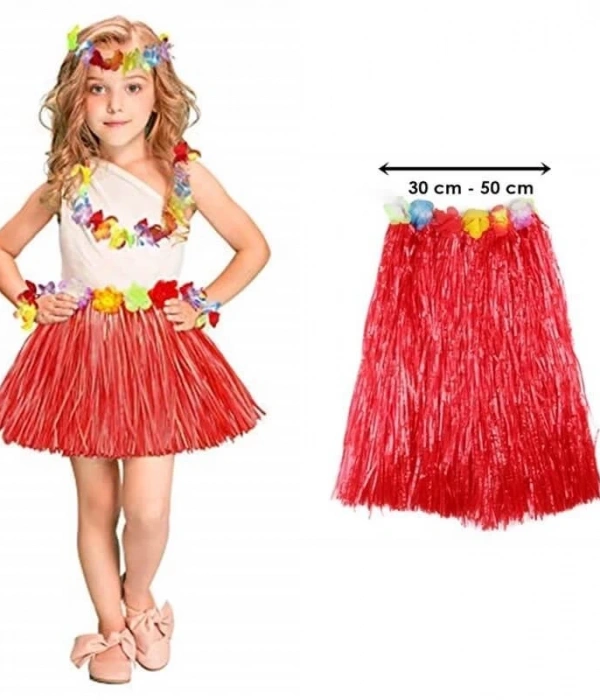 Hawaii Hula Eteği Kırmızı Renk 40 Cm