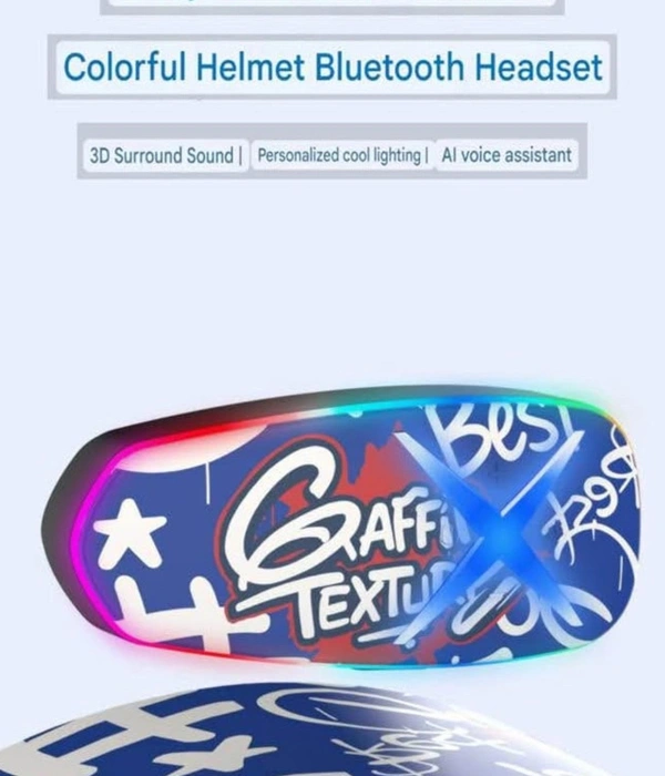 Helmet Graffiti Motor Kask Kulaklık Rgb Modlu Su Geçirmez 6.0 Bluetooth Intercom Yenı Model