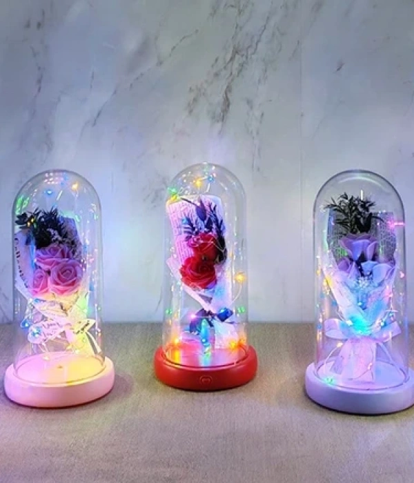 Işıklı Müzikli Romantik Gül Buketi  Alk4999