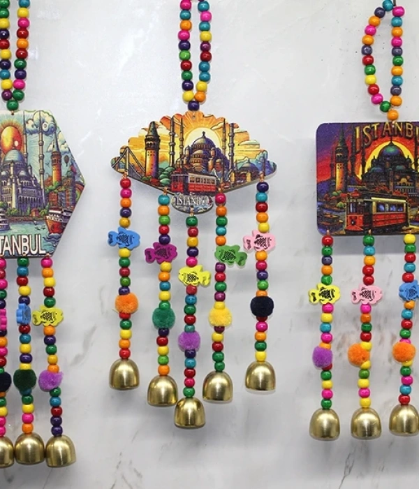 İstanbul Temalı Renkli Boncuklu Asmalı Rüzgar Çanı Alk4572