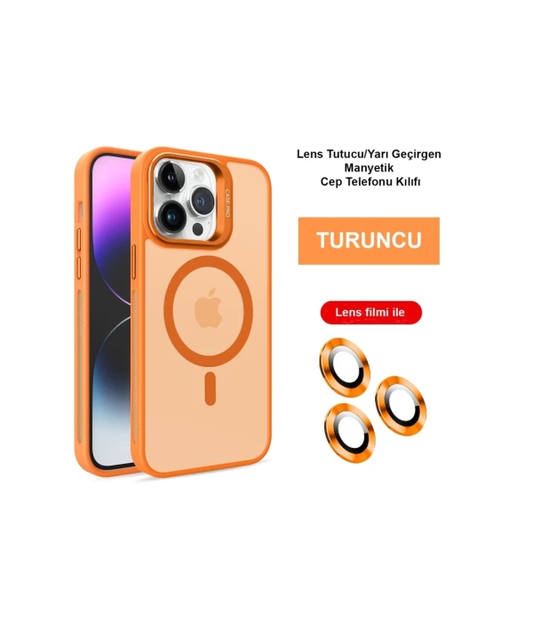 Joko iPhone 14 Pro Max Kılıf Flet Lens Magsafe Kapak - Turuncu