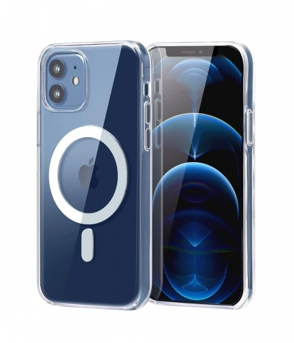 Joy Tekno Apple iPhone 12 Combo Sert Şeffaf Magsafe Kapak - Şeffaf