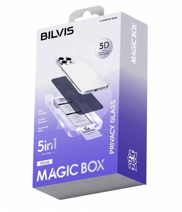 Joy Tekno Apple iPhone 13 Pro Max Bilvis 5in1 5D Magic Hayalet Cam Ekran Koruyucu - Siyah