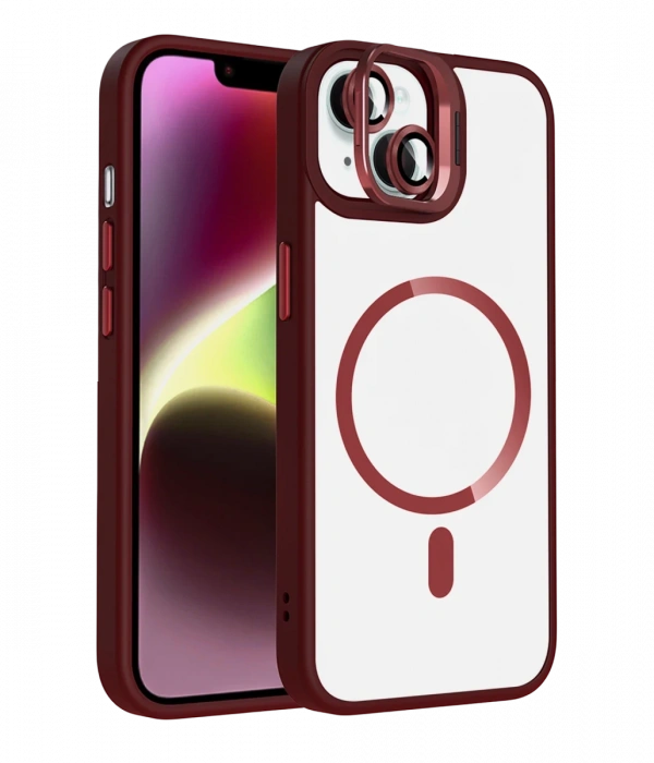 Joy Tekno Apple iPhone 15 Plus Remim Lensli Magsafe Standlı Kapak