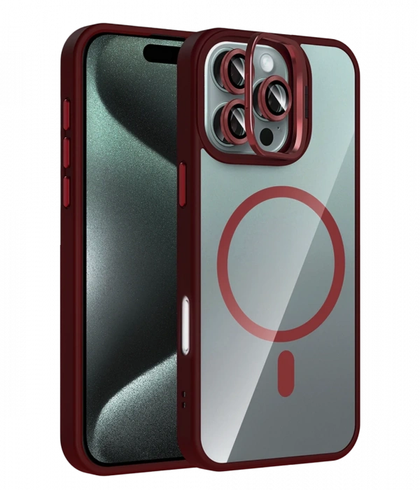 Joy Tekno Apple iPhone 16 Pro Max Remim Lensli Magsafe Standlı Kapak