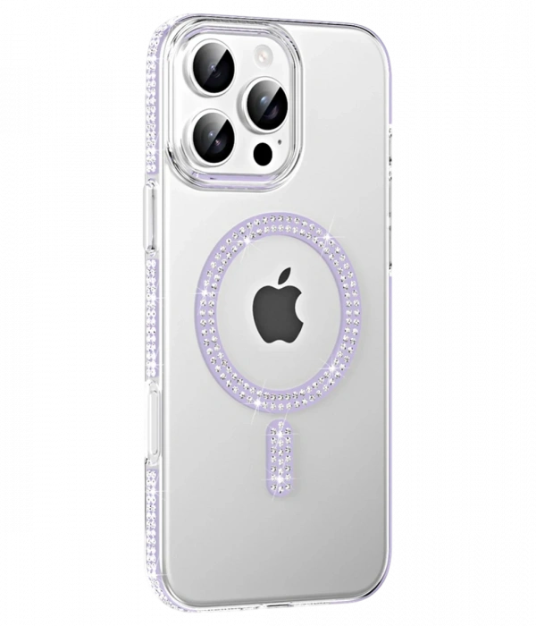 Joy Tekno Apple iPhone 16 Pro Move Taşlı Magsafe Kapak - Lila
