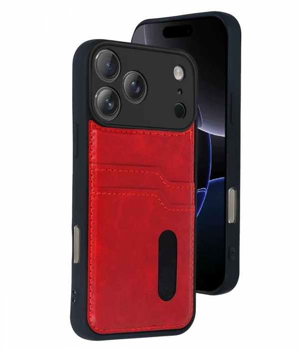 Joy Tekno Apple iPhone 17 Pro Sara Kartvizitli Deri Kılıf