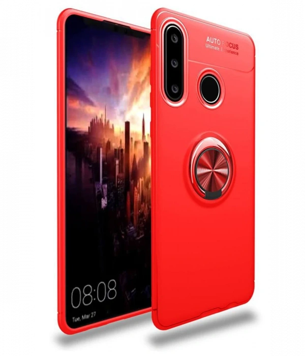 Joy Tekno Huawei Y6P Kılıf Range Yüzüklü Silikon - Kırmızı