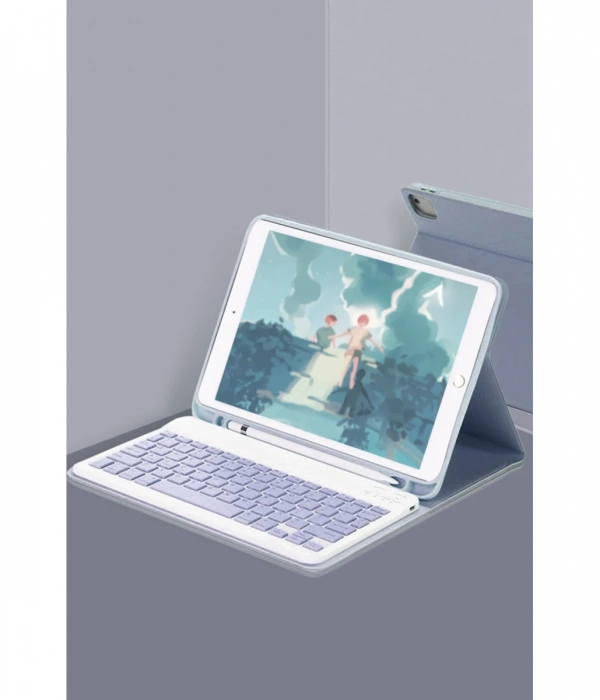 iPad 10.2 (9.nesil) Kılıf KC01 Smart Klavyeli Tablet Kılıfı