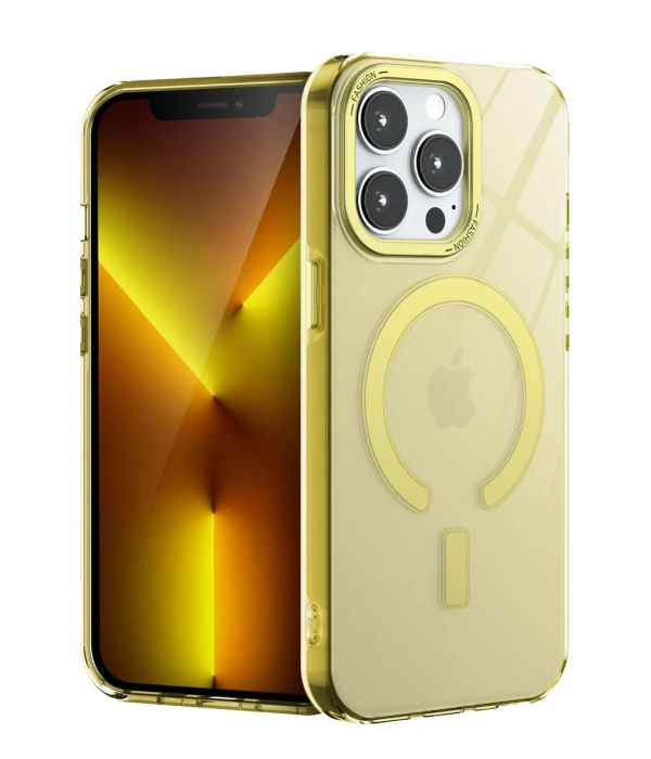 Joy Tekno iPhone 14 Pro Max Kılıf Troy Magsafe Kapak - Sarı
