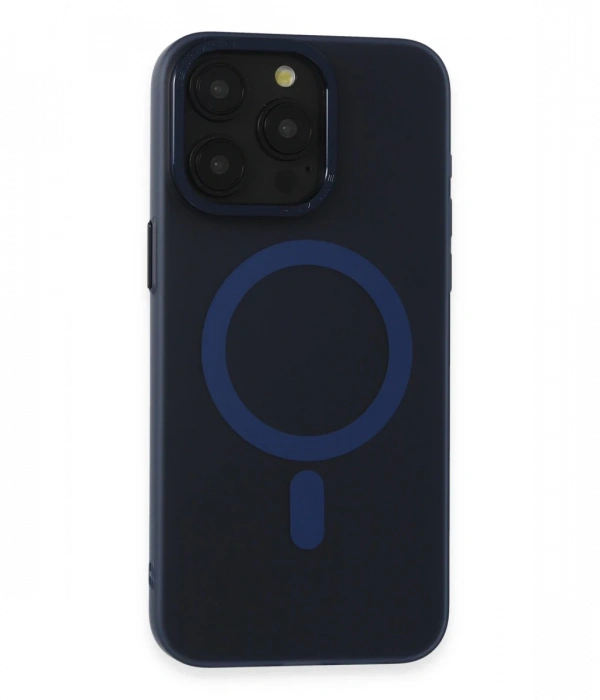 iPhone 15 Pro Kılıf Lodos Magneticsafe Mat Kapak - Mavi