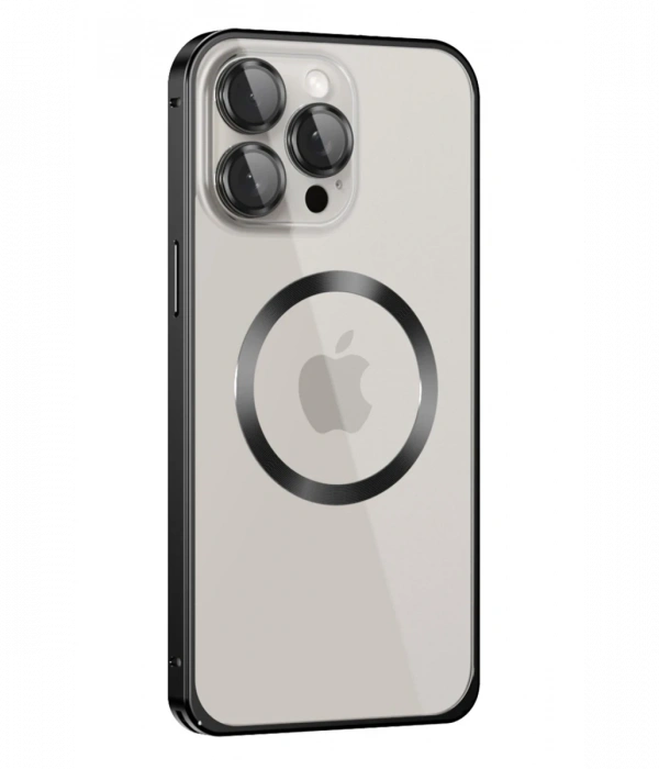 Joy Tekno iPhone 15 Pro Max Kılıf Metal Bumper Magneticsafe Kapak