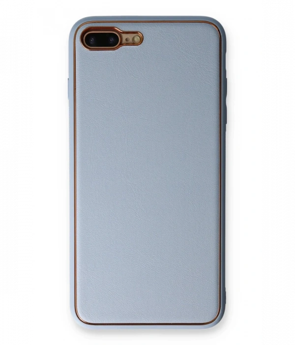 Joy Tekno iPhone 7 Plus Kılıf Coco Deri Silikon Kapak - Açık Mavi