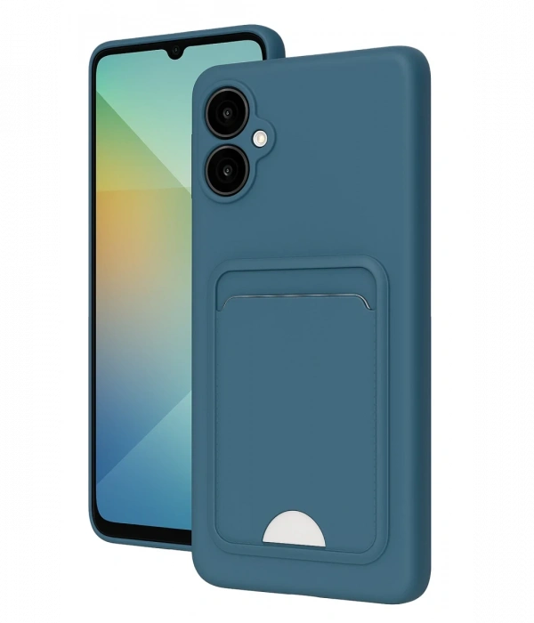 Samsung Galaxy A06 Kılıf Kelvin Kartvizitli Silikon - Mavi