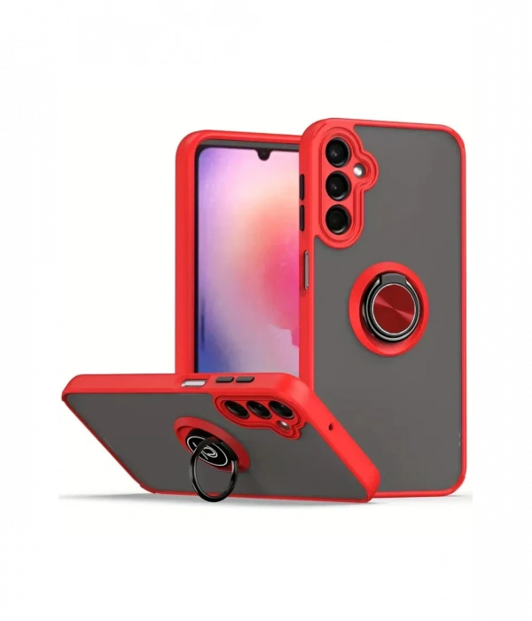 Samsung Galaxy A16 5G Kılıf Montreal Yüzüklü Silikon Kapak - Kırmızı