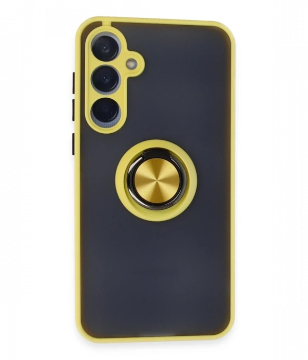 Samsung Galaxy A35 5G Kılıf Montreal Yüzüklü Silikon Kapak - Sarı