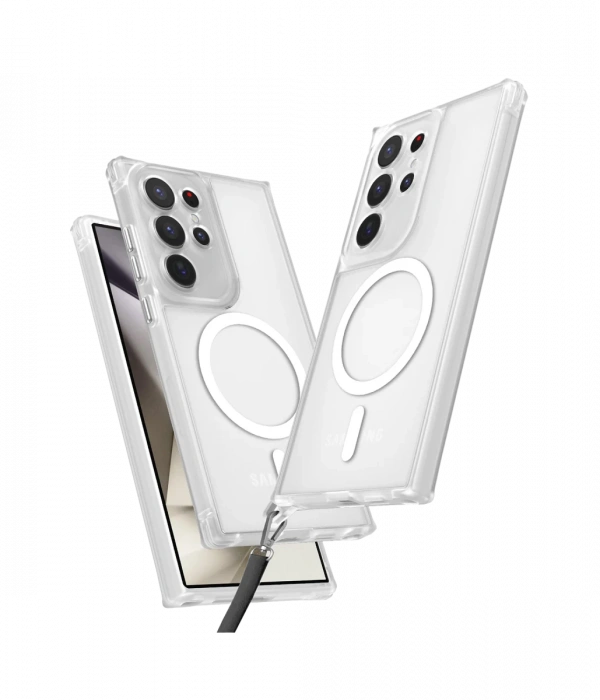 Samsung Galaxy S25 Ultra Kılıf Enka Magsafe Silikon Kılıf - Şeffaf