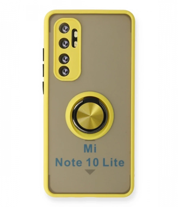 Xiaomi Mi Note 10 Lite Kılıf Montreal Yüzüklü Silikon Kapak - Sarı